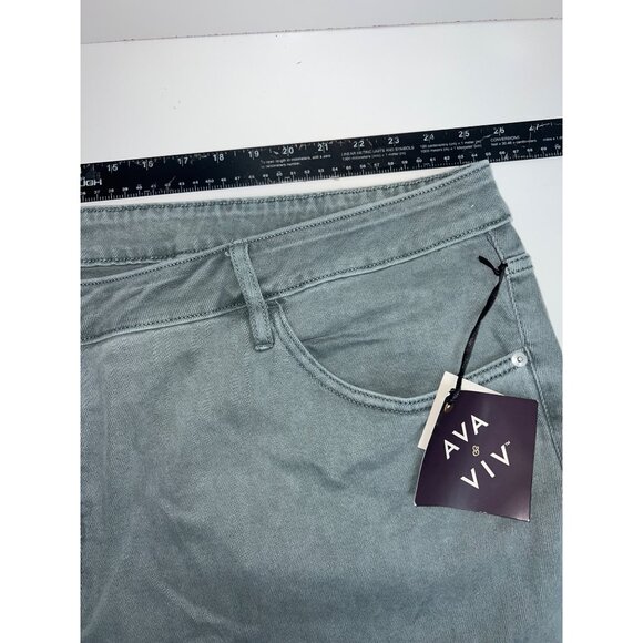 Ava & Viv Pants Womens 30W Charcoal Cotton Stretch High Rise Straight Leg NWD - Picture 6 of 9